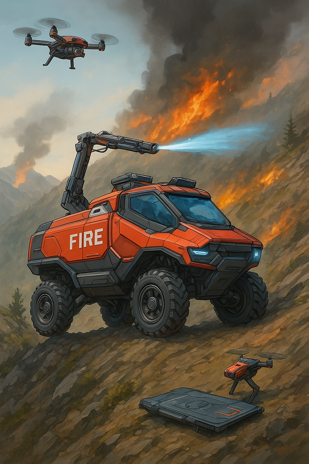 fire truck mountain water