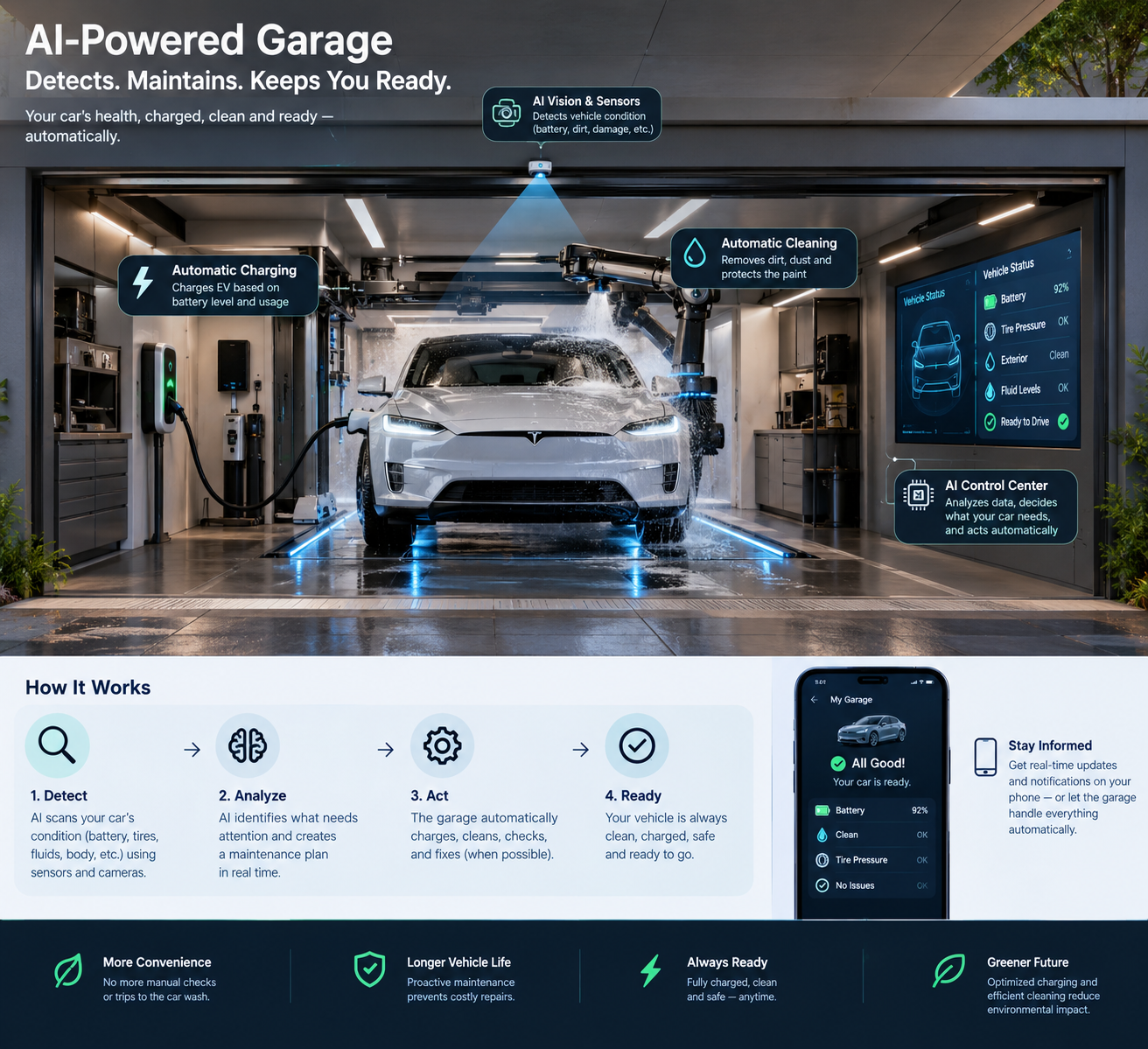 AI car garage Tesla