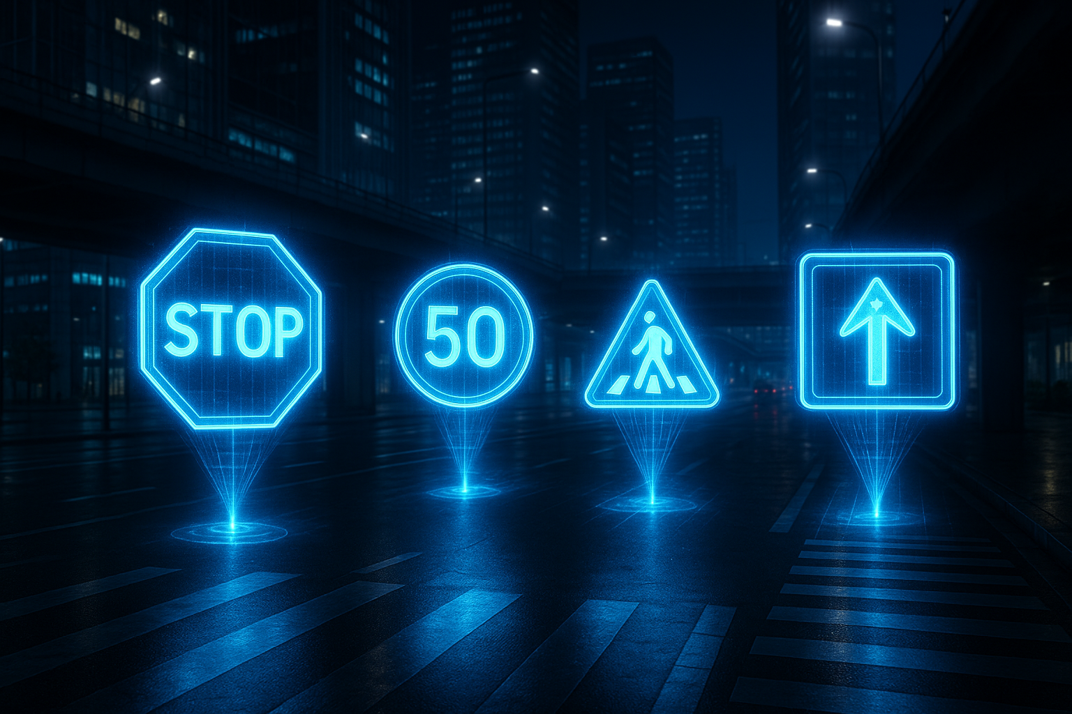 holographic traffic lights city