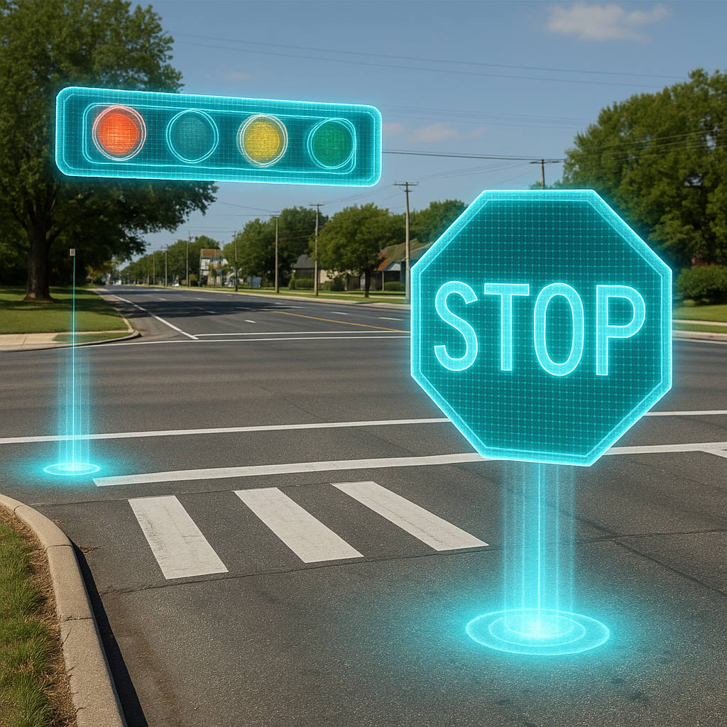 holographic traffic lights city