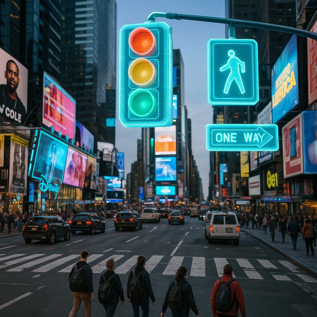 holographic traffic lights city