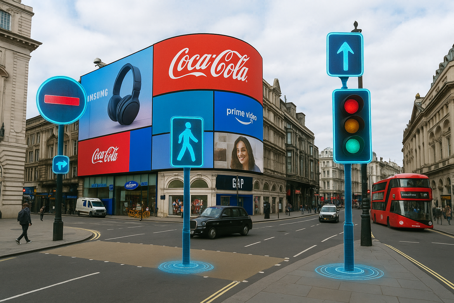 holographic traffic lights city